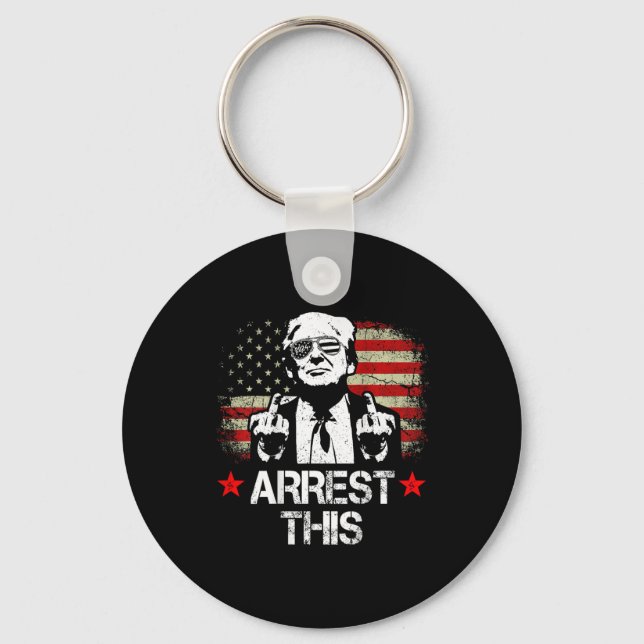 This Trump Middle Fingers Pro Trump 2024 (on Back) Keychain (Front)