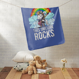This Unicorn Rocks Guitar Baby Blanket