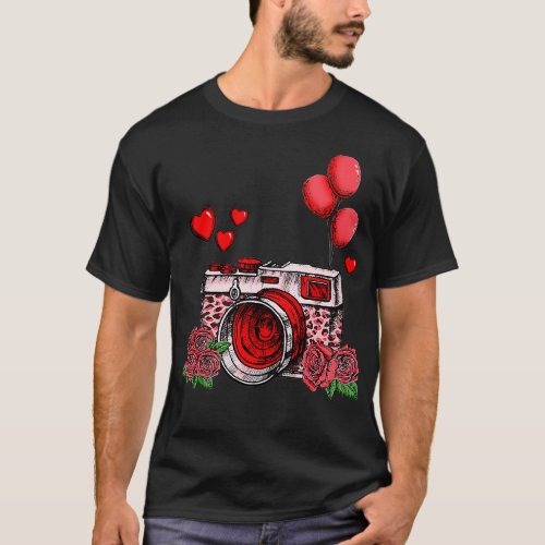 This Valentine Day Floral Heart Pink Leopard Roses T_Shirt