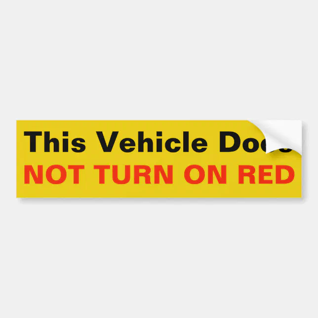 This Vehicle Does Not Turn on RED sticker Zazzle