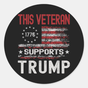 This Veteran Supports Trump 2024 American Flag Classic Round Sticker