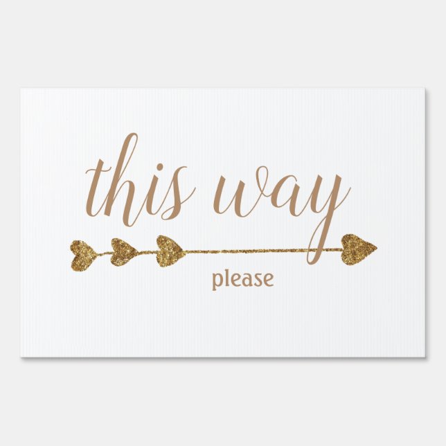 This Way Gold Arrow Wedding Sign (Front)