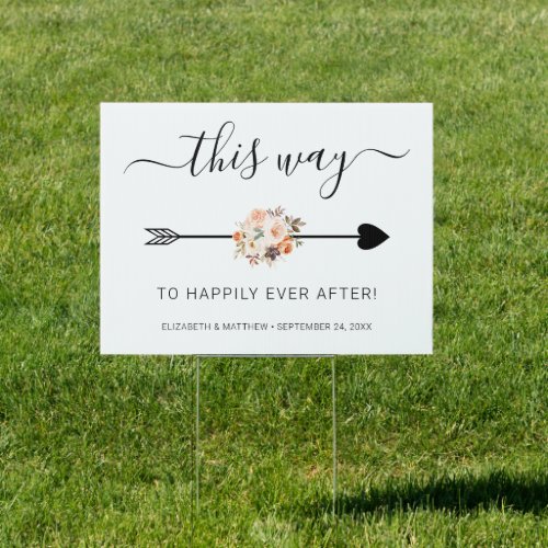This Way Happily Ever After Wedding Directional Sign