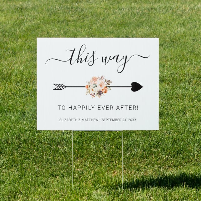 This Way Happily Ever After Wedding Directional Sign (Insitu)