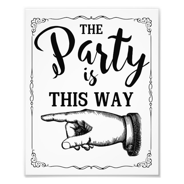 This way party wedding sign left arrow (Front)
