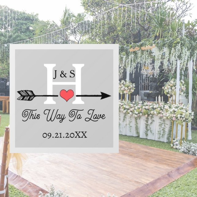 This Way To Love Monogrammed Heart Arrow Wedding Floor Decals (Creator Uploaded)