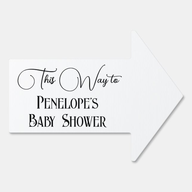 This Way to The Celebrant's Name Baby Shower Arrow Sign (Back)