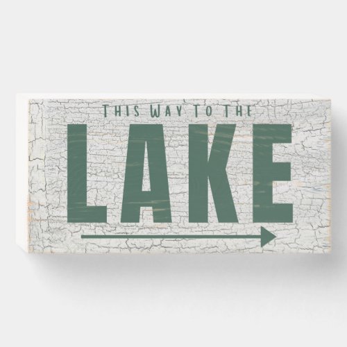 This Way To The Lake Right Arrow Directional Wooden Box Sign
