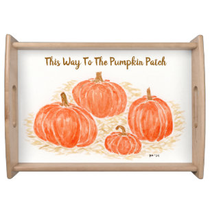 This Way To The Pumpkin Patch Watercolor Pumpkins Serving Tray