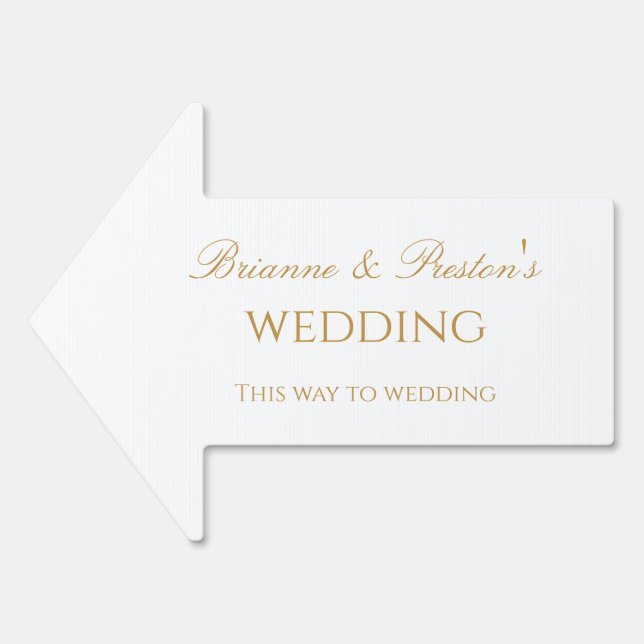 This Way To Wedding Custom Gold Arrow Sign (Front)