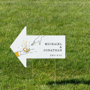 This Way to Wedding Direction White Arrow Sign