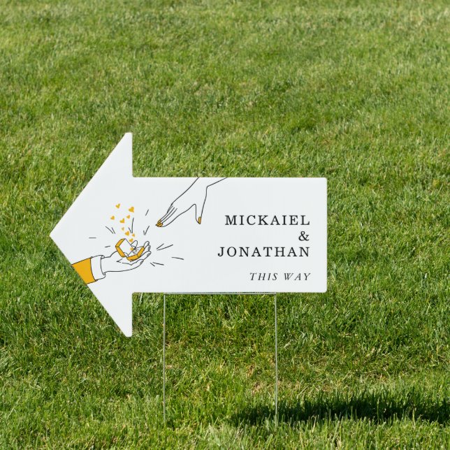 This Way to Wedding Direction White Arrow Sign (Insitu)
