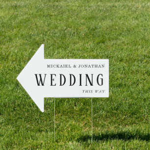 This Way to Wedding Direction White Arrow Sign