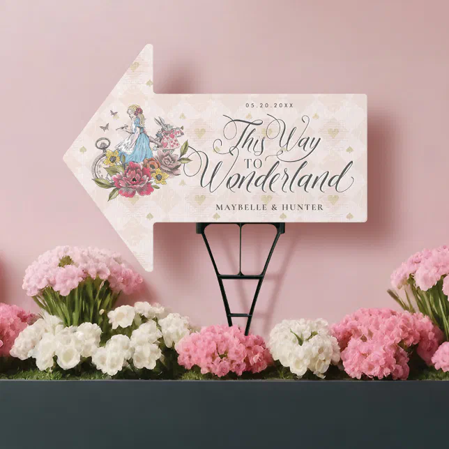 This Way to Wonderland Vintage Fairytale Wedding Sign


