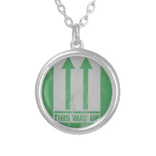 This way up sign silver plated necklace