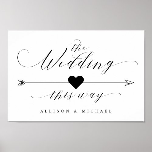 This Way Wedding Calligraphy Script Arrow Sign