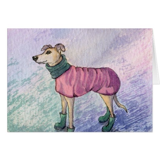 This whippet dog wants to know where her hat is... cards (Front Horizontal)
