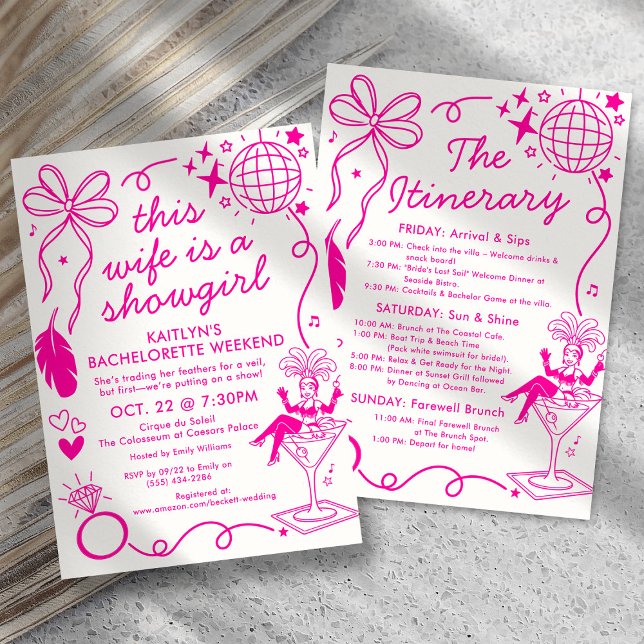 This Wife Is A Showgirl Bachelorette Itinerary Invitation (Creator Uploaded)