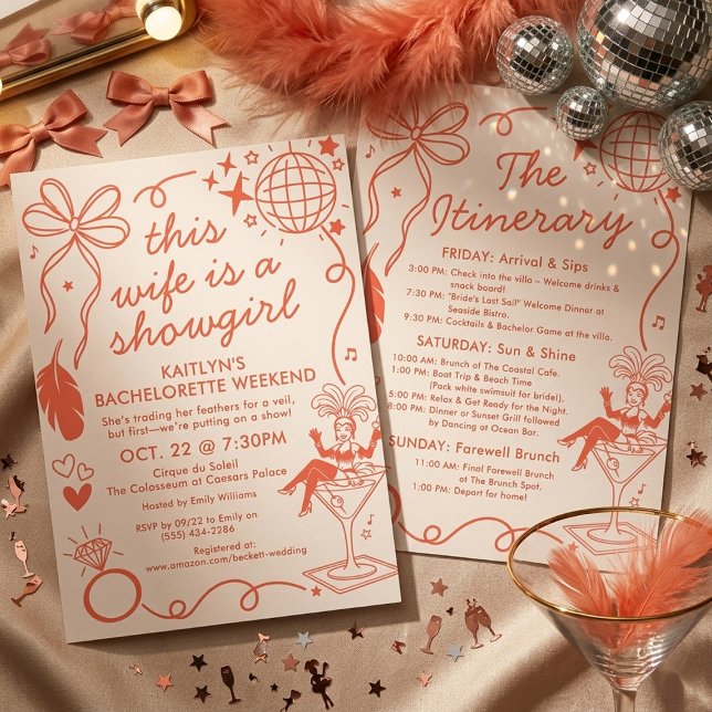 This Wife Is A Showgirl Bachelorette Itinerary Invitation (Creator Uploaded)