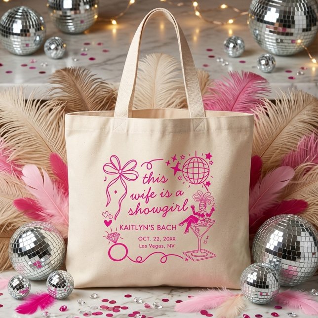 This Wife Is A Showgirl Bachelorette Party Large Tote Bag (Creator Uploaded)