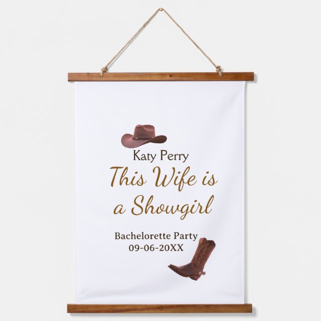 This Wife is a showgirl bachelorette party name da Hanging Tapestry (Front)