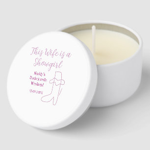 this wife is a showgirl bachelorette party purple mini candle favors