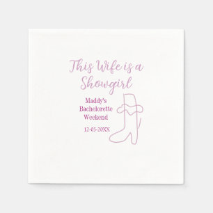 this wife is a showgirl bachelorette party purple  napkins