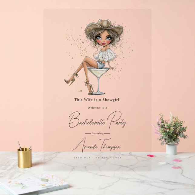 This Wife is a Showgirl Bachelorette Party Welcome Acrylic Sign (Wedding)