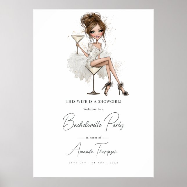 This Wife is a Showgirl Bachelorette Party Welcome Poster (Front)