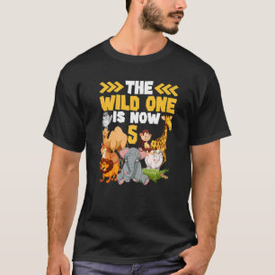 This Wild One Is Now 5 Zoo  Safari 5th Birthday Pa T-Shirt