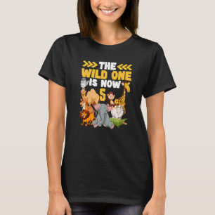This Wild One Is Now 5 Zoo  Safari 5th Birthday Pa T-Shirt