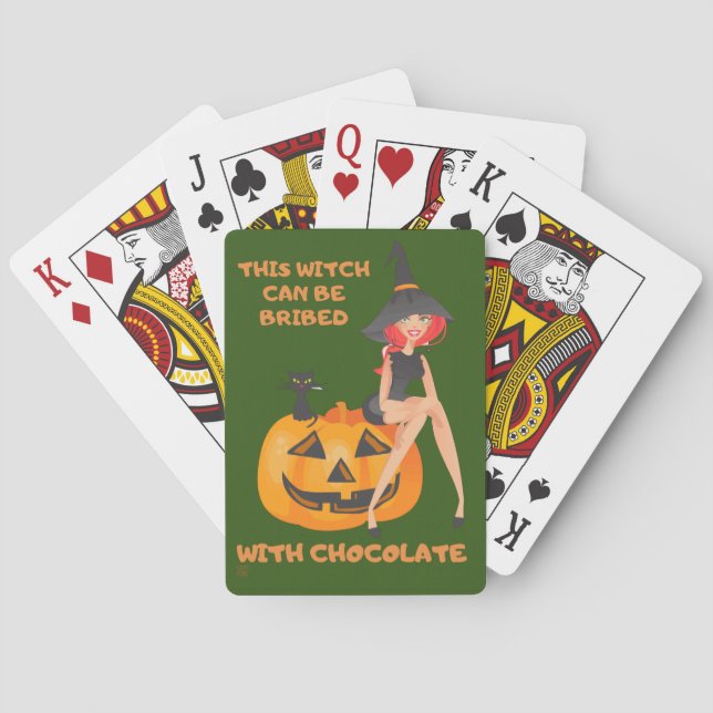 "THIS WITCH CAN BE BRIBED..." funny  Poker Cards (Back)