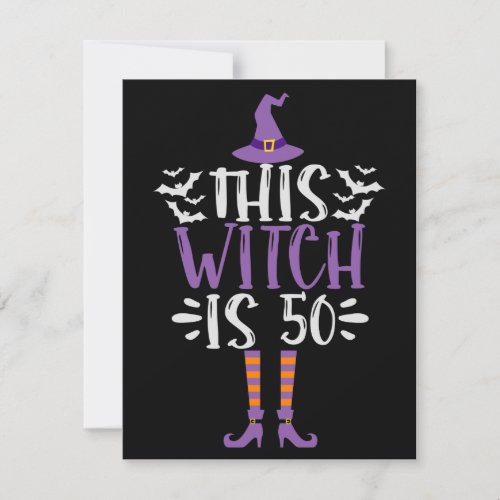 This Witch is 50th Funny Spooky Halloween Birthday Note Card