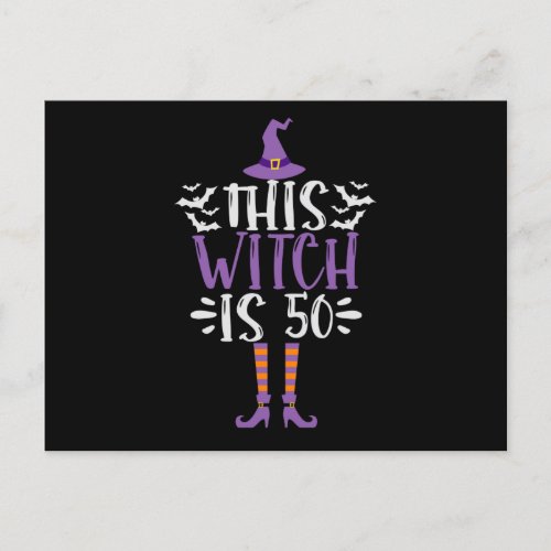 This Witch is 50th Funny Spooky Halloween Birthday Postcard
