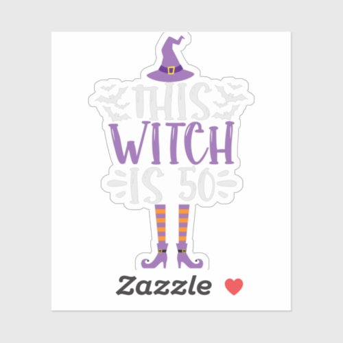 This Witch is 50th Funny Spooky Halloween Birthday Sticker