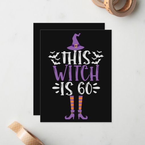 This Witch is 60th Funny Spooky Halloween Birthday Note Card | Zazzle