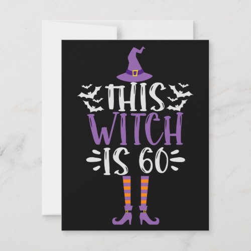 This Witch is 60th Funny Spooky Halloween Birthday Note Card