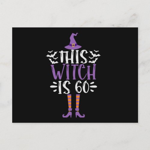 This Witch is 60th Funny Spooky Halloween Birthday Postcard