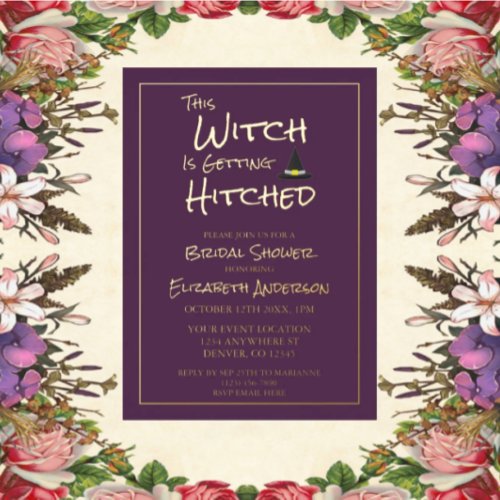 This Witch Is Getting Hitched Bridal Shower Foil Invitation