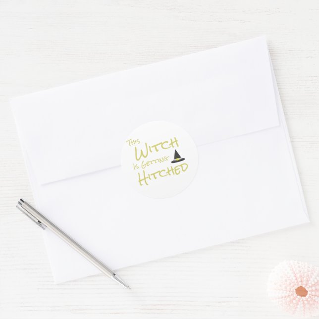 This Witch Is Getting Hitched Classic Round Sticker (Envelope)
