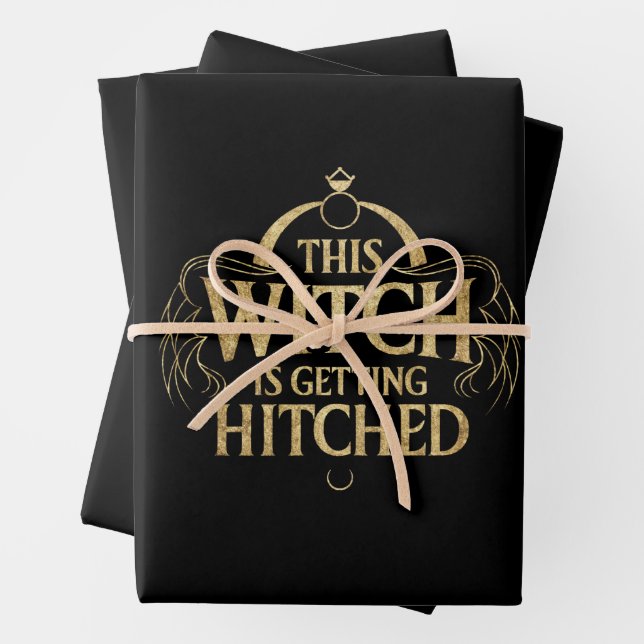 This Witch is Getting Hitched Hallo Wedding Bride Wrapping Paper Sheets (In situ)