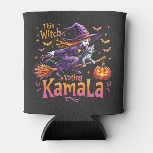 This Witch is Voting Kamala Cat Lady Harris   Can Cooler (Front)