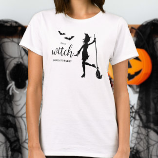 This Witch Loves To Party Silhouette Halloween T-Shirt