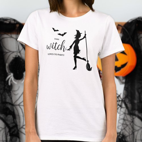 This Witch Loves To Party Silhouette Halloween T_Shirt