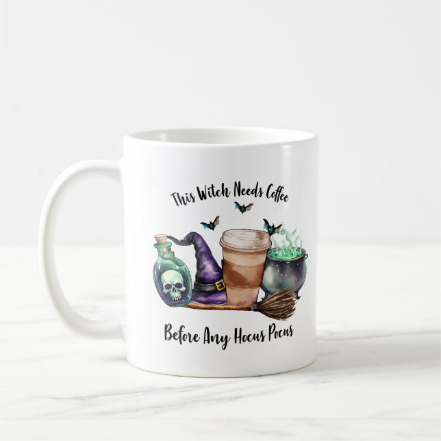 This Witch Needs Coffee Hocus Pocus Halloween Fun Mug (Left)
