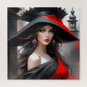 This woman has a fantastic face. She is caucasian  Jigsaw Puzzle