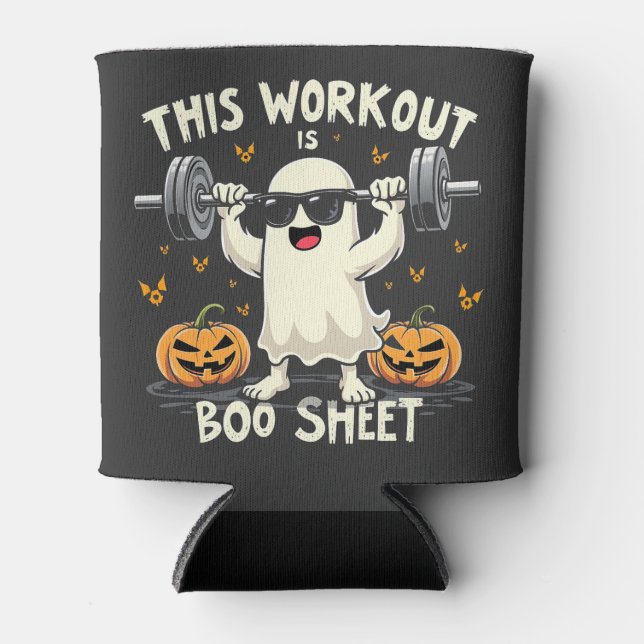 This Workout Is Boo Sheet Spooky Halloween Fitness Can Cooler (Front)