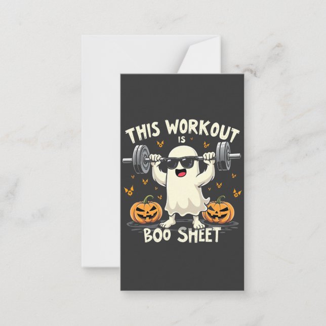 This Workout Is Boo Sheet Spooky Halloween Fitness Note Card (Front)
