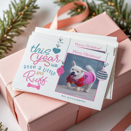 This Year Has Been Less Ruff Fun Glitter Dog Photo Holiday Card