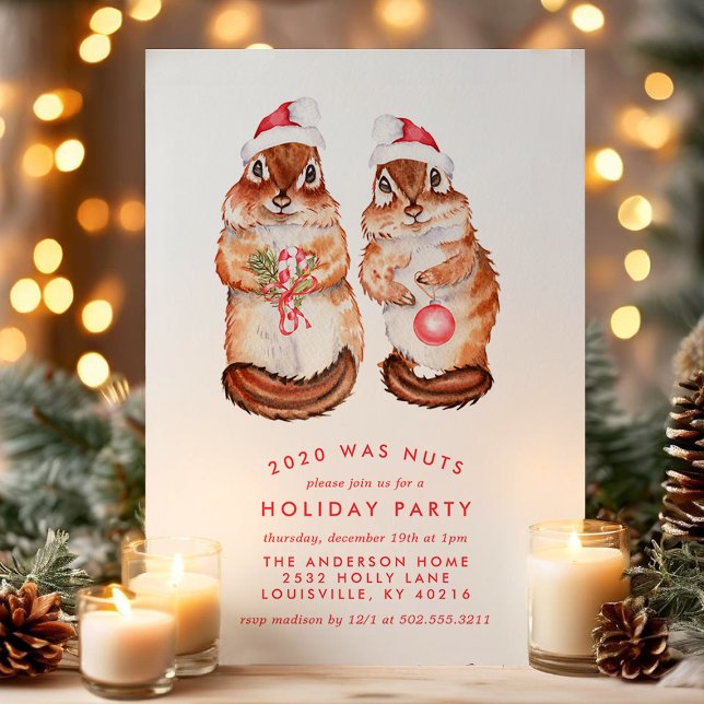 This Year Was Nuts Squirrel Christmas Party Holiday Card (Creator Uploaded)